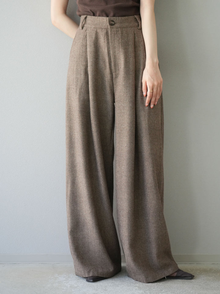 [予約]ツイードタッチタックワイドパンツ/ブラウン
