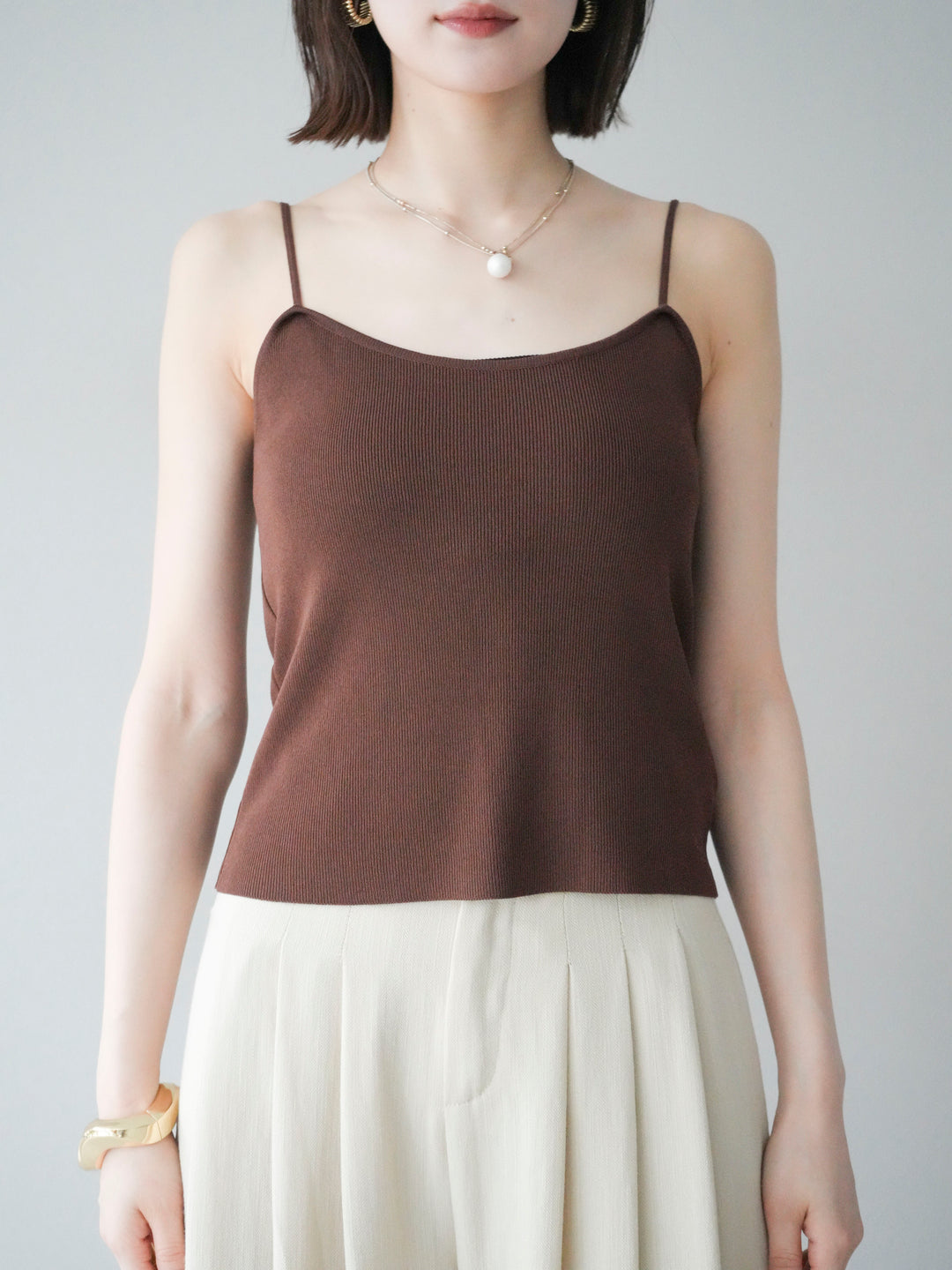 [予約]レーヨンニットキャミソール/ブラウン