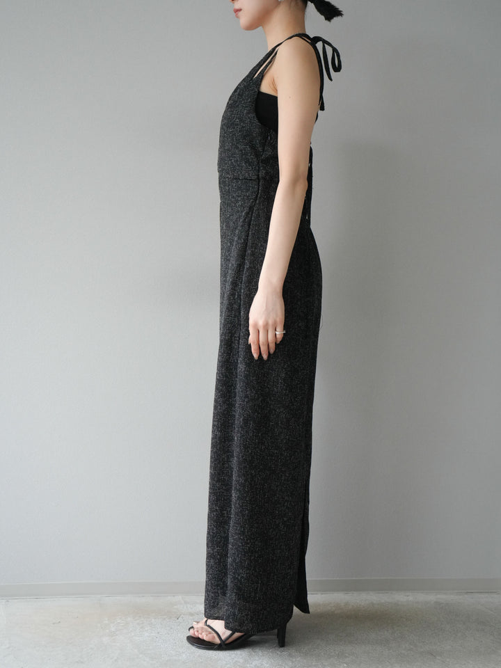 [預購] 夏季粗花呢多層吊帶洋裝/黑色