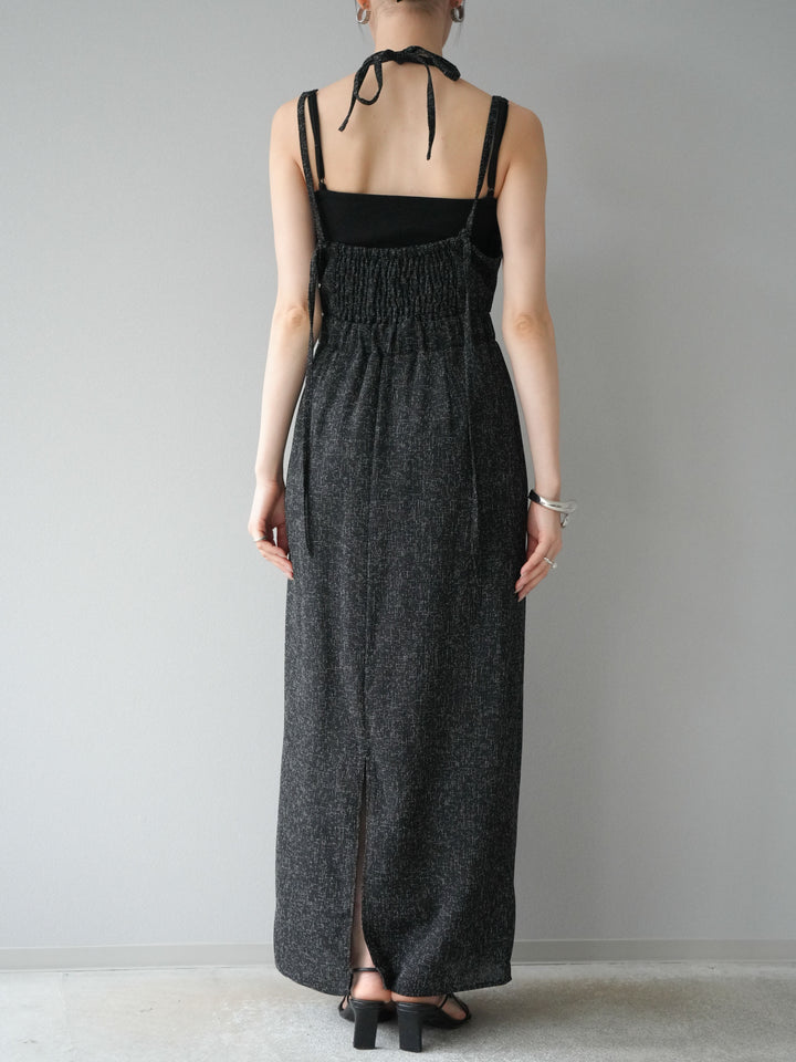 [預購] 夏季粗花呢多層吊帶洋裝/黑色