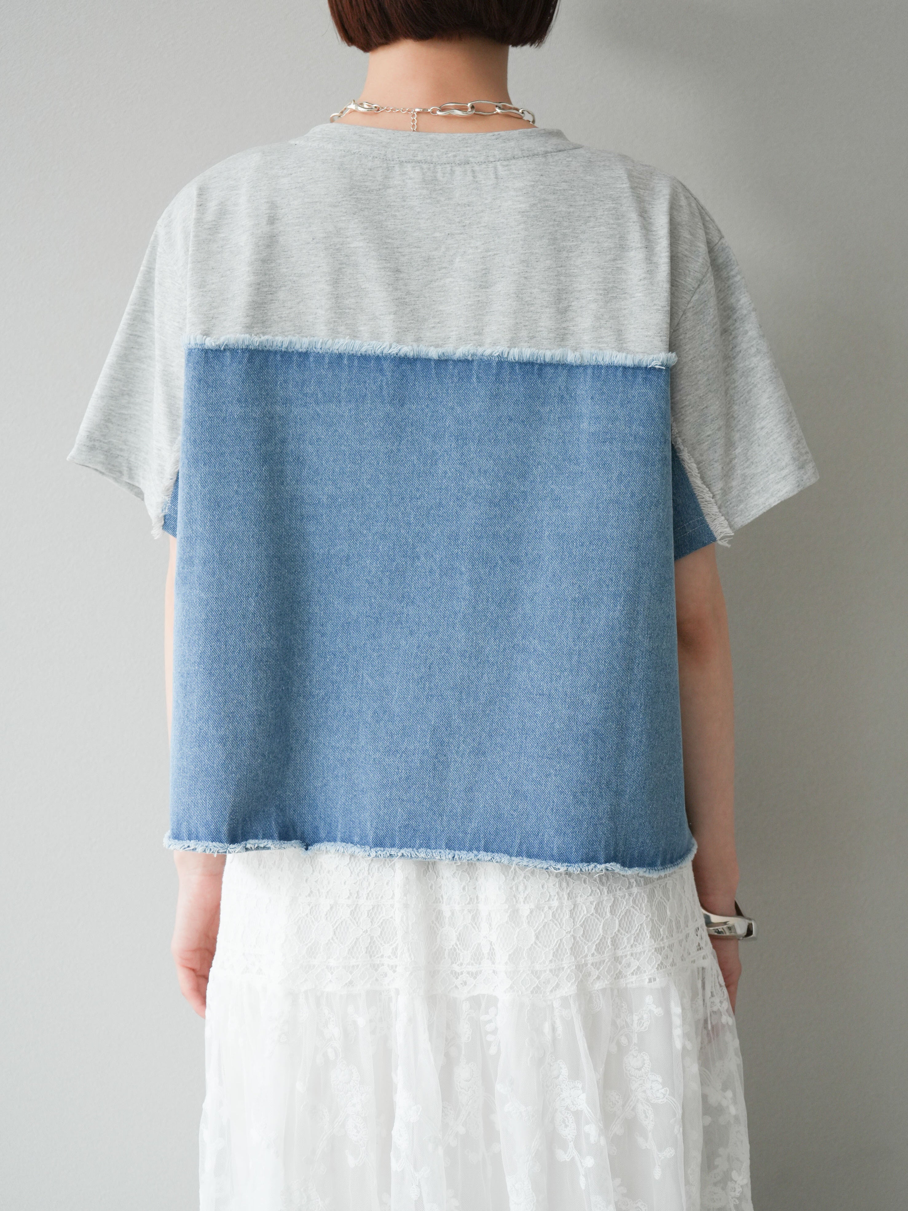 予約]デニムドッキングTシャツ/グレー – Lumier