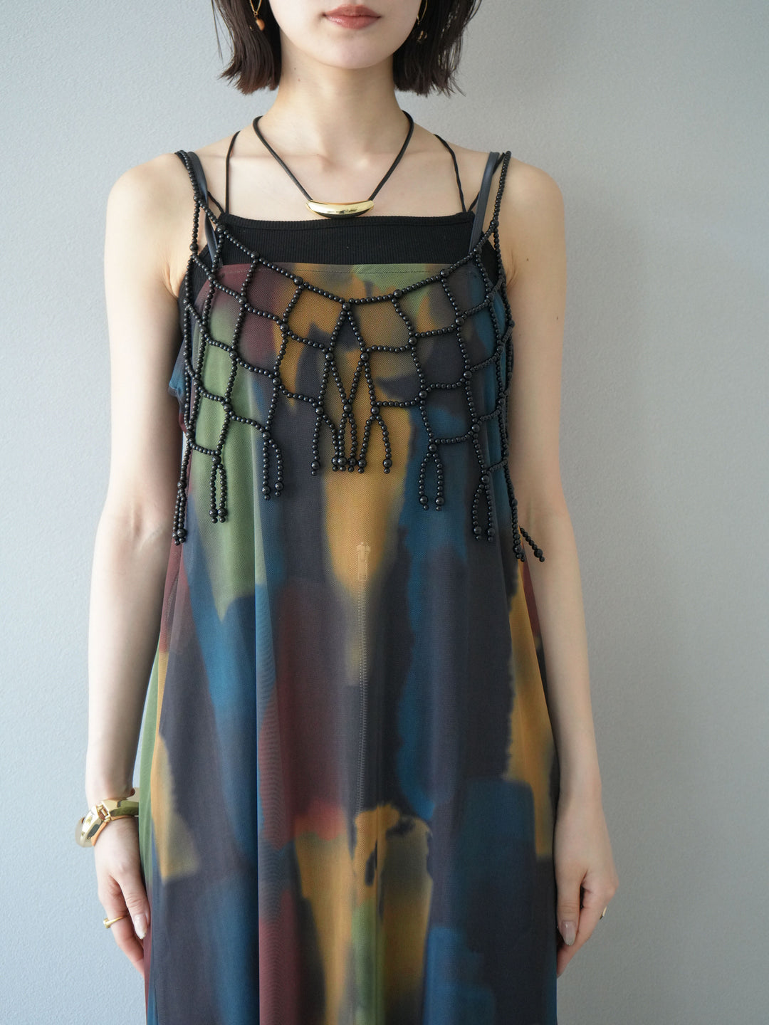 [予約]ビーズビスチェ/チャコール