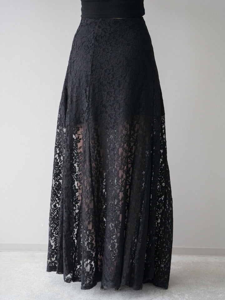 [予約]レースナロースカート/black