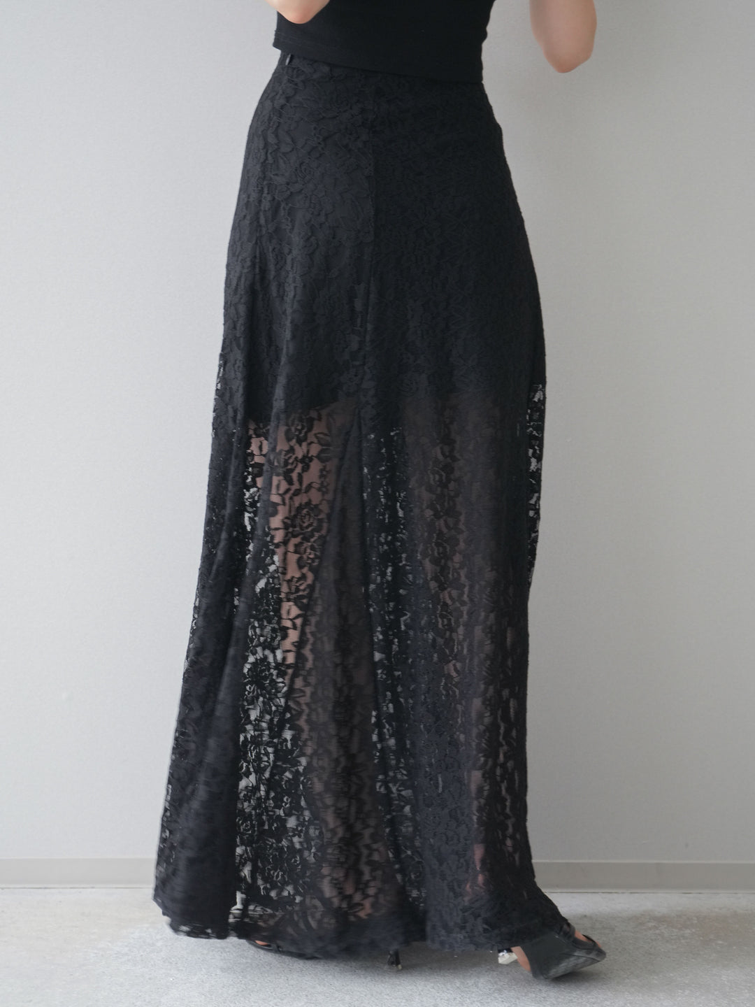 [予約]レースナロースカート/black