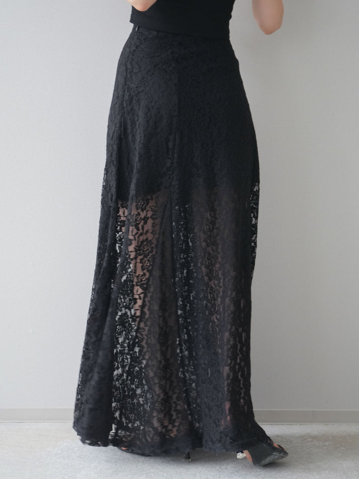 [予約]レースナロースカート/black