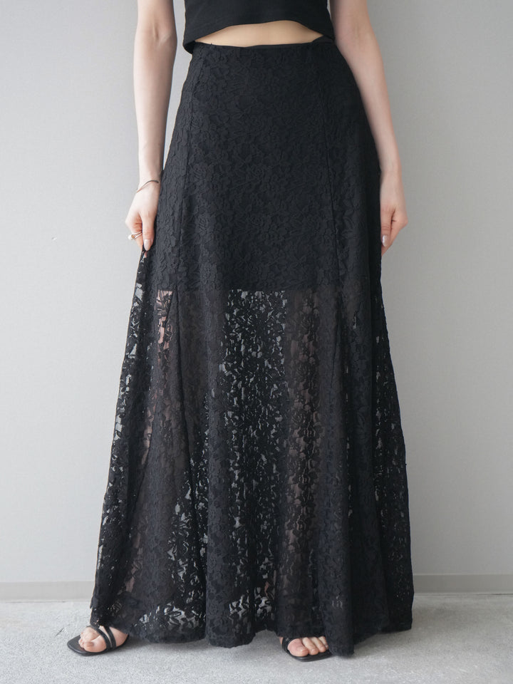 [予約]レースナロースカート/black