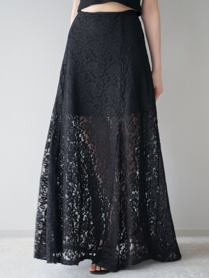 [予約]レースナロースカート/black