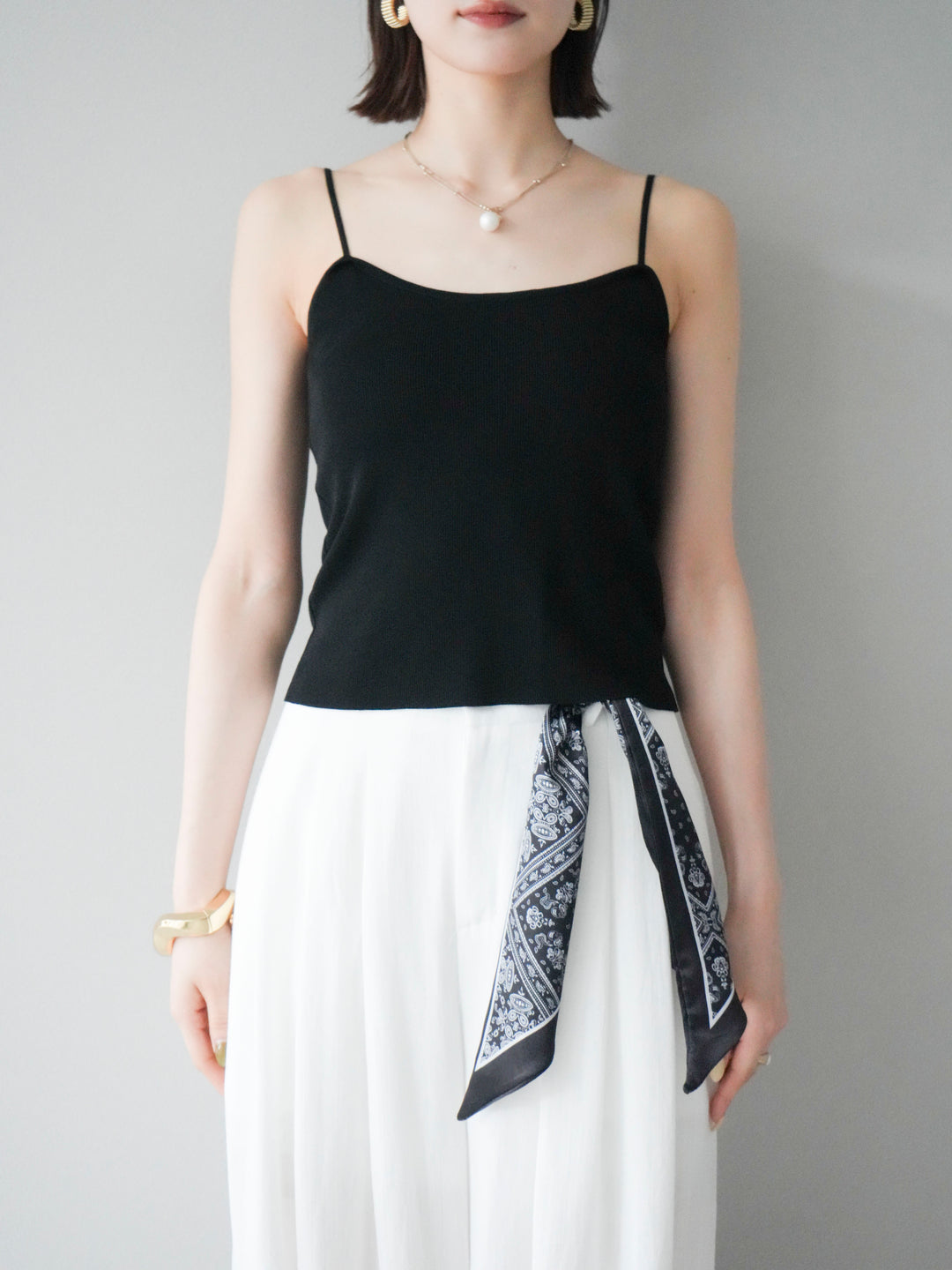 [予約]レーヨンニットキャミソール/ブラック