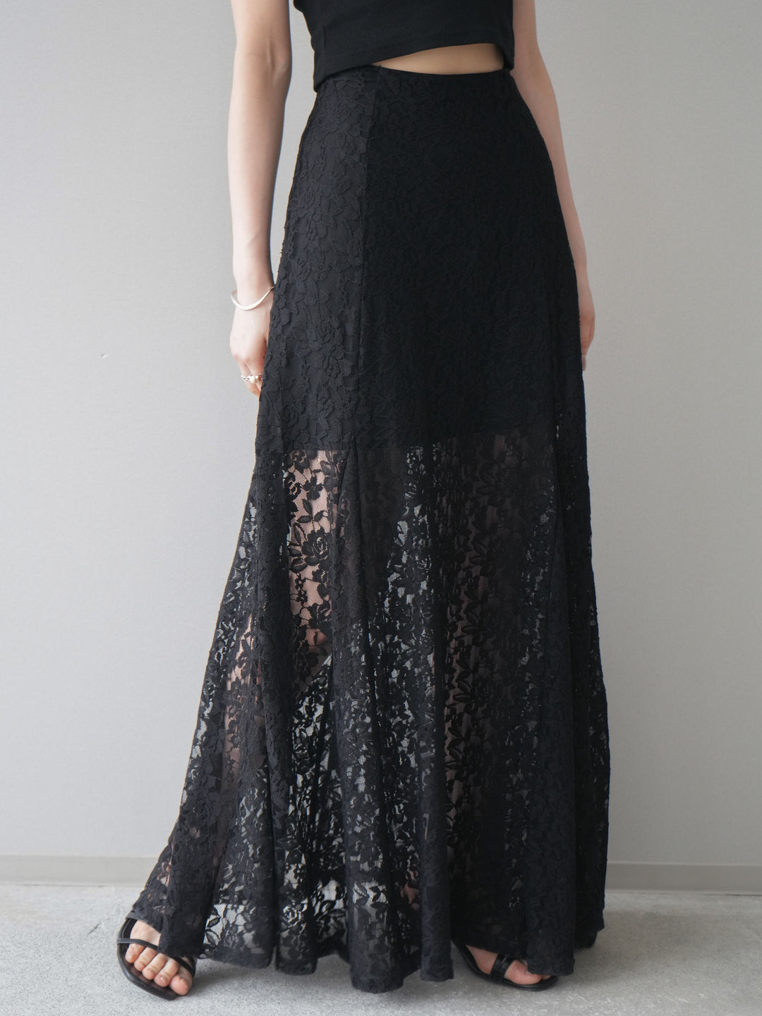 [予約]レースナロースカート/black