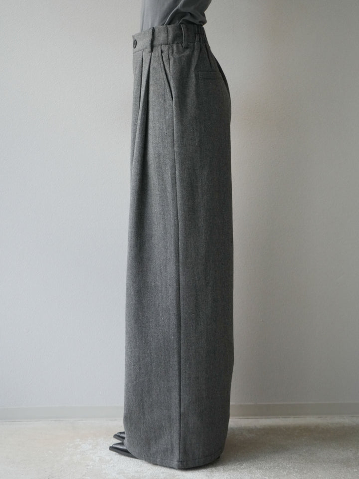 [予約]ツイードタッチタックワイドパンツ/ダークグレー