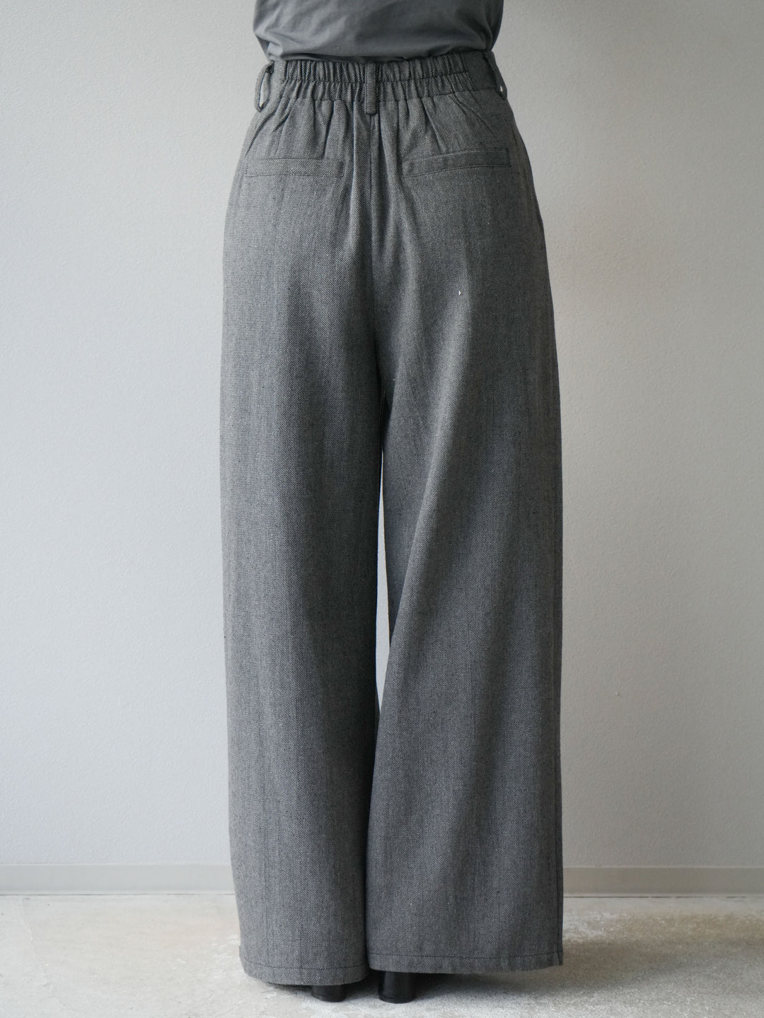 [予約]ツイードタッチタックワイドパンツ/ダークグレー
