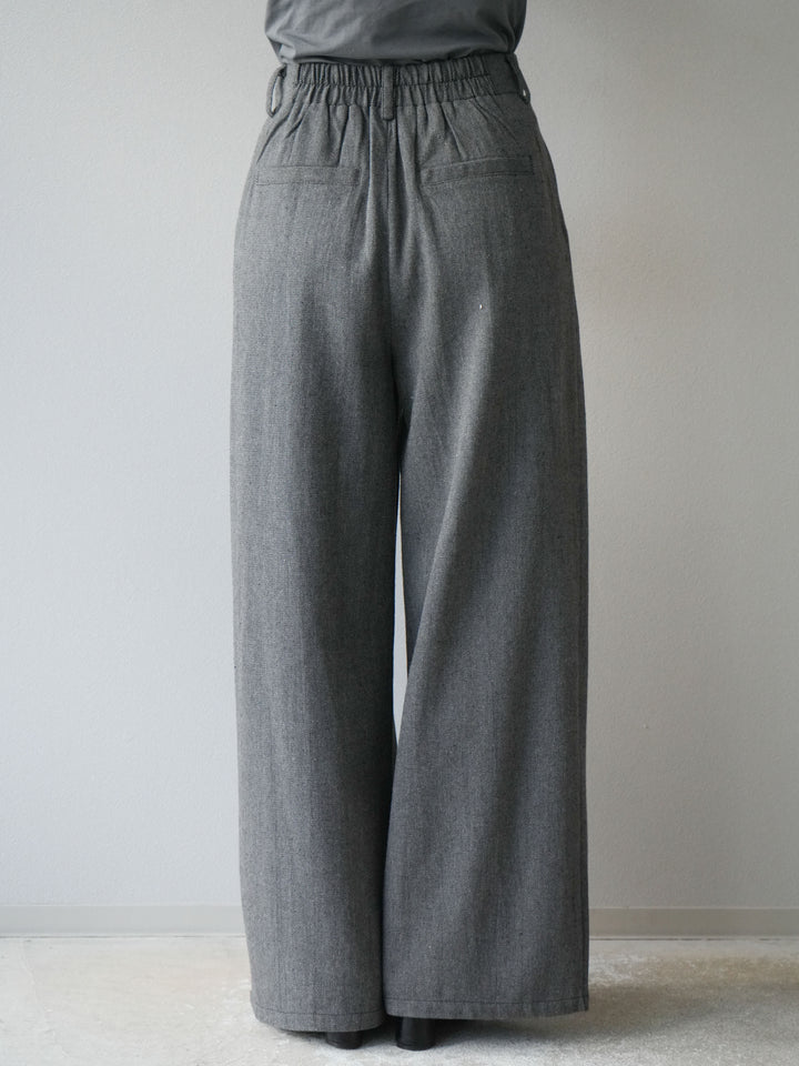 [予約]ツイードタッチタックワイドパンツ/ダークグレー