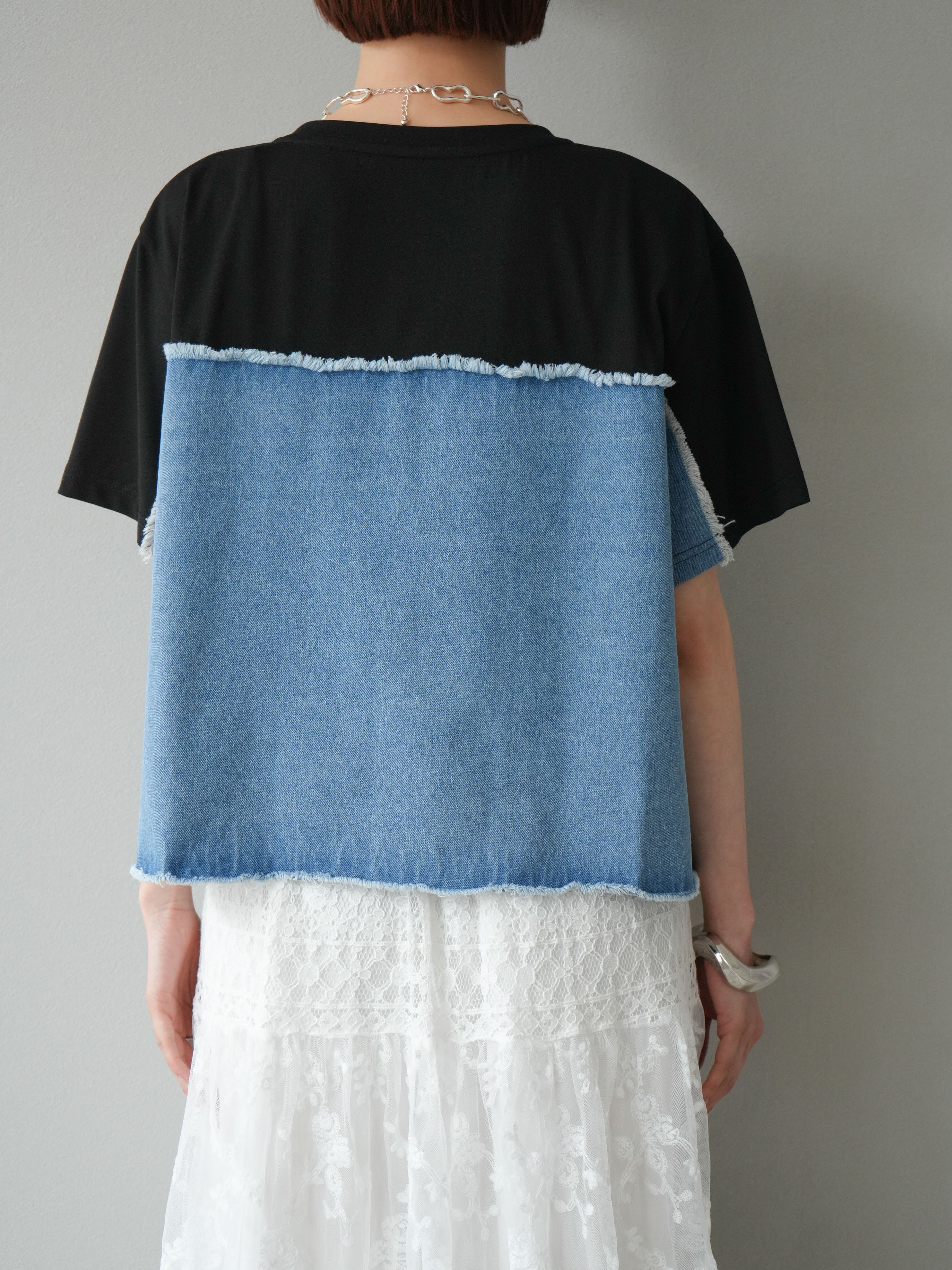 予約]デニムドッキングTシャツ/ブラック – Lumier