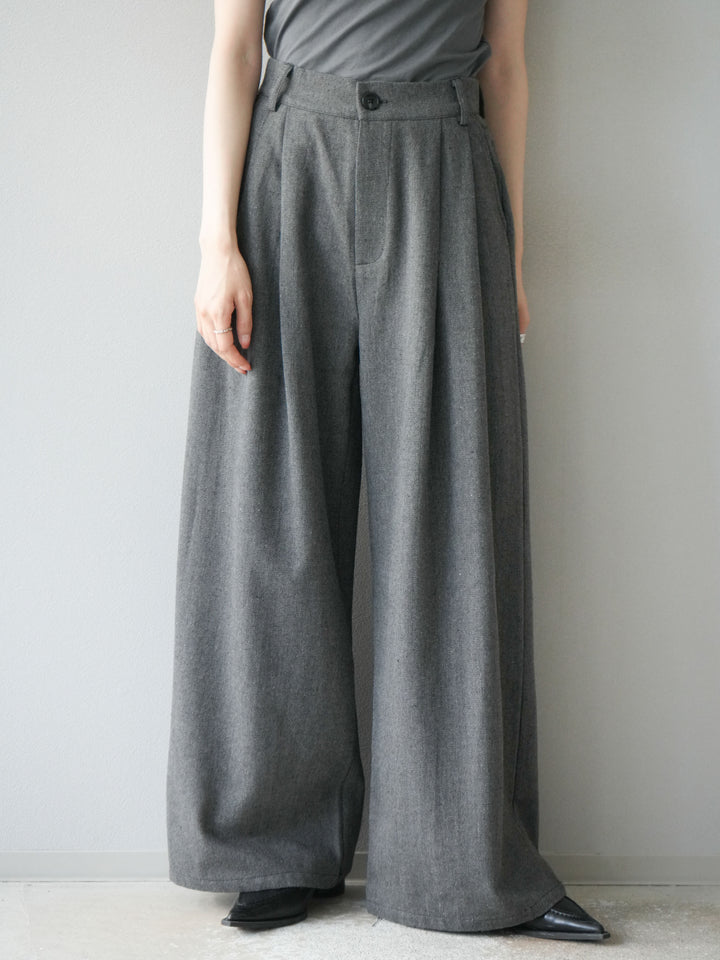 [予約]ツイードタッチタックワイドパンツ/ダークグレー