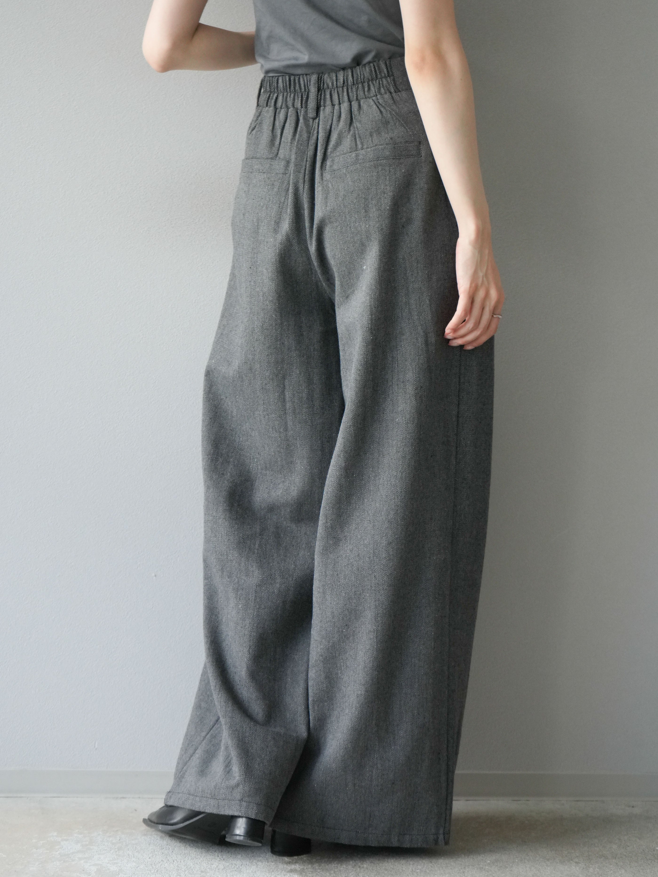 予約]ツイードタッチタックワイドパンツ/ダークグレー – Lumier