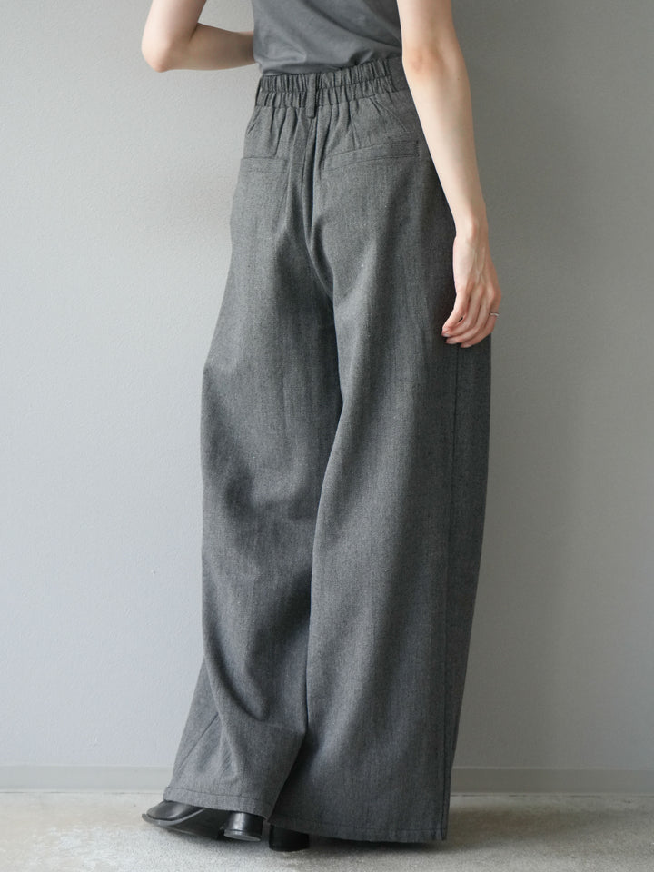 [予約]ツイードタッチタックワイドパンツ/ダークグレー