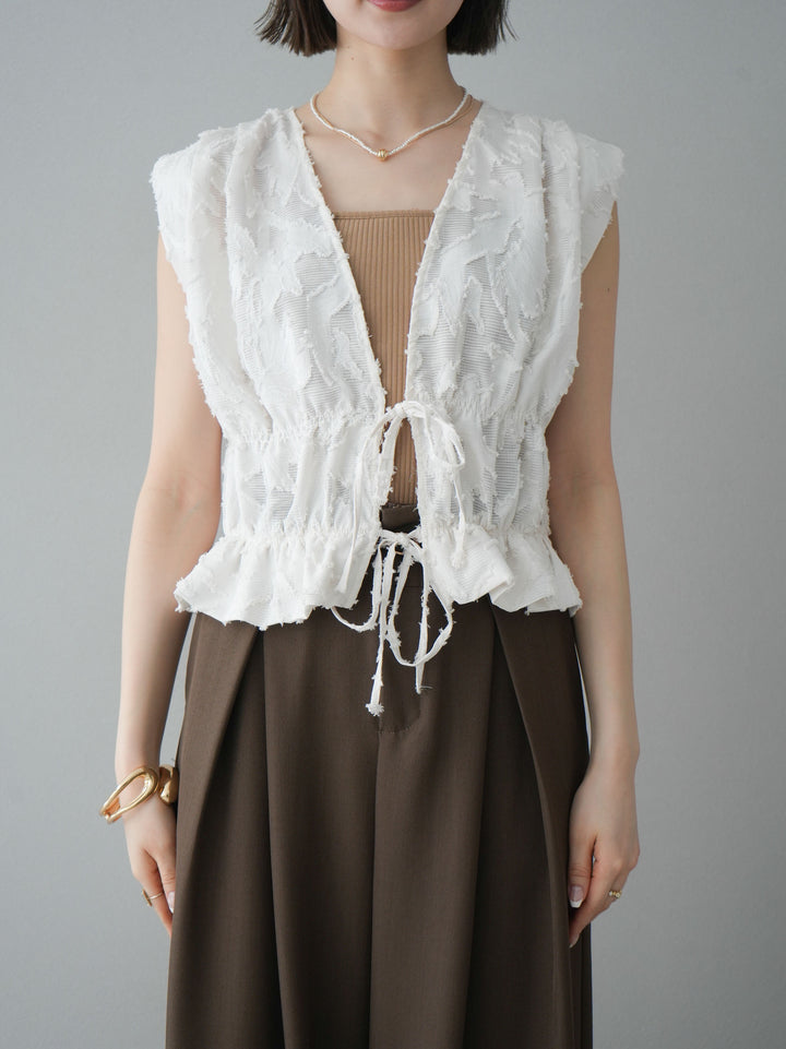 [予約]シアージャガードシャーリングブラウス/アイボリー