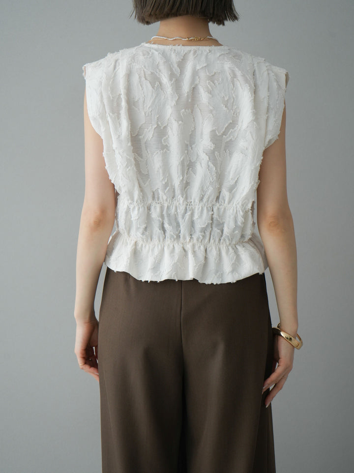 [予約]シアージャガードシャーリングブラウス/アイボリー