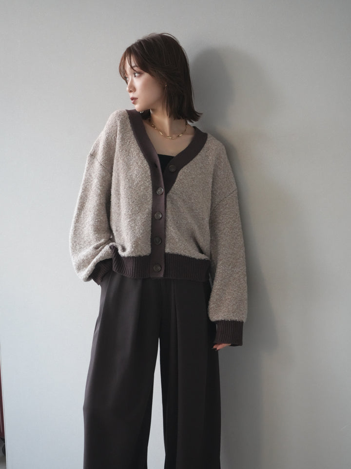 [予約]ブークレバイカラーニットカーディガン/beige