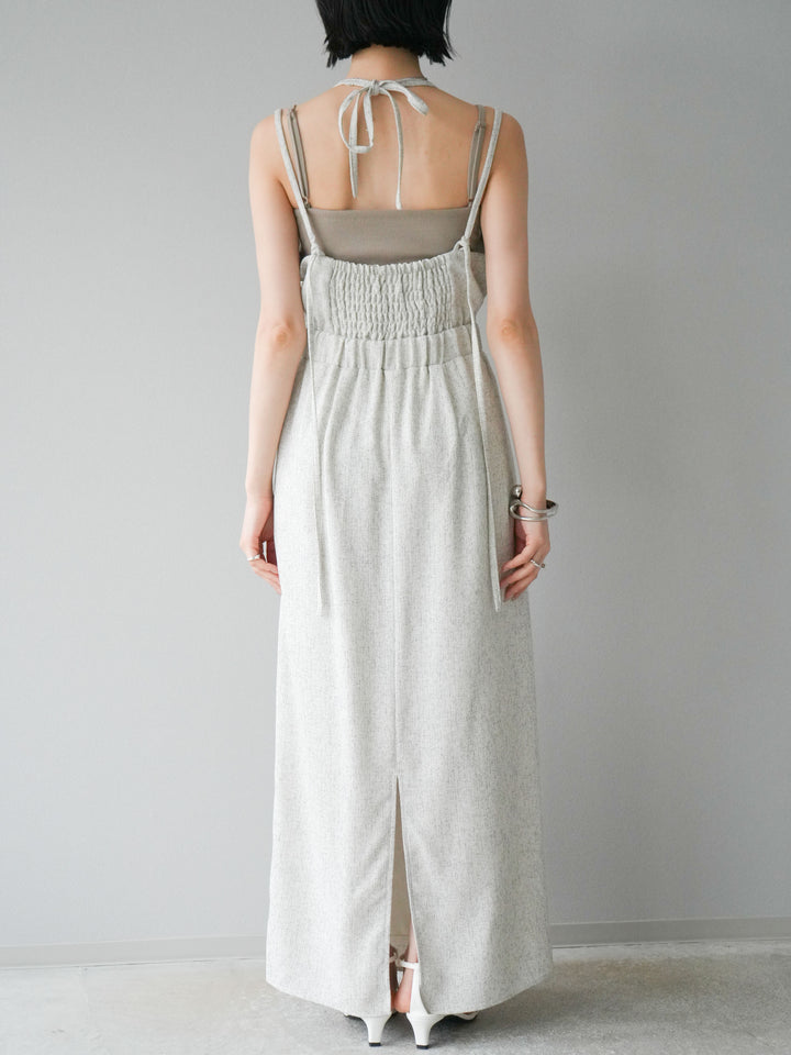 [預購] 夏季粗花呢層疊吊帶洋裝/象牙白