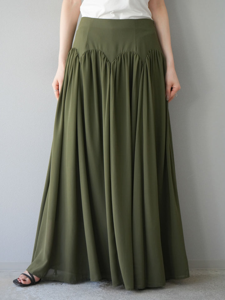 [予約]シフォンフレアスカート/カーキ
