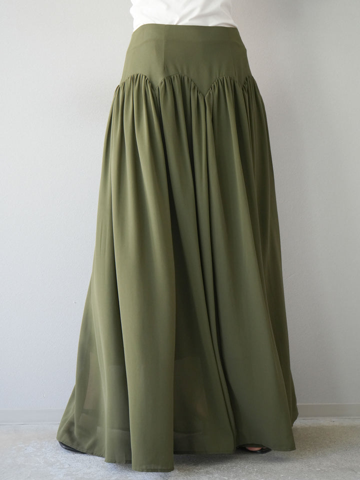 [予約]シフォンフレアスカート/カーキ