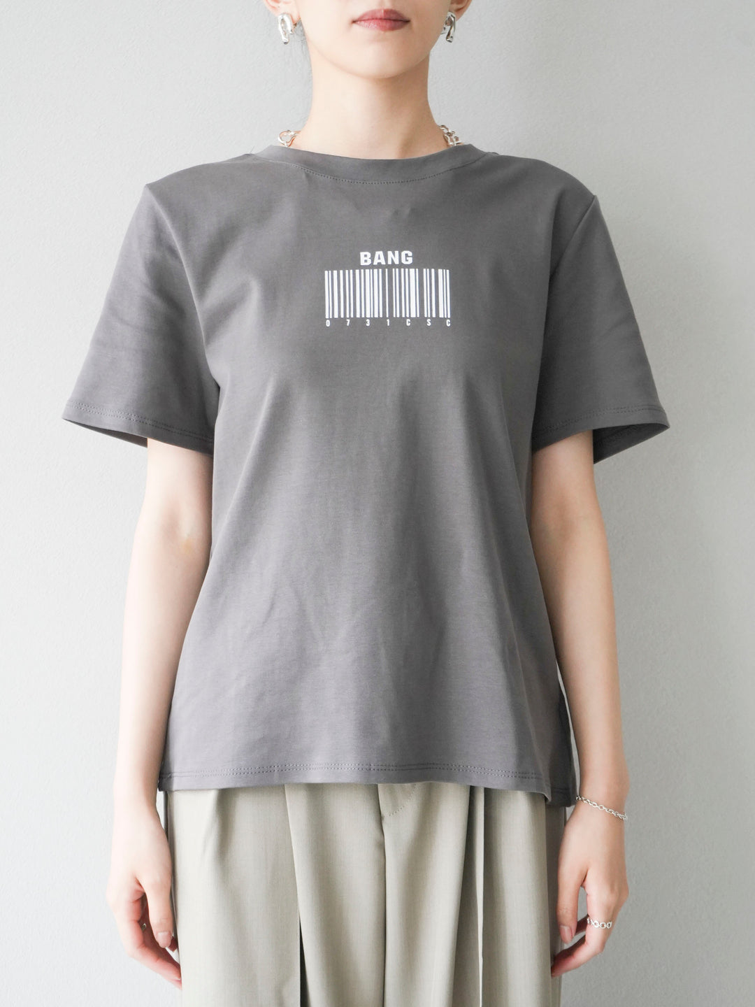 [Pre-order] Barcode Print T-shirt/Charcoal