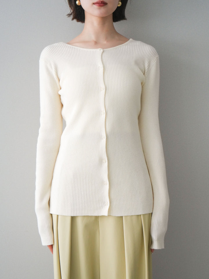 [予約]前後2WAYリブ編みクルーネックカーディガン/ivory