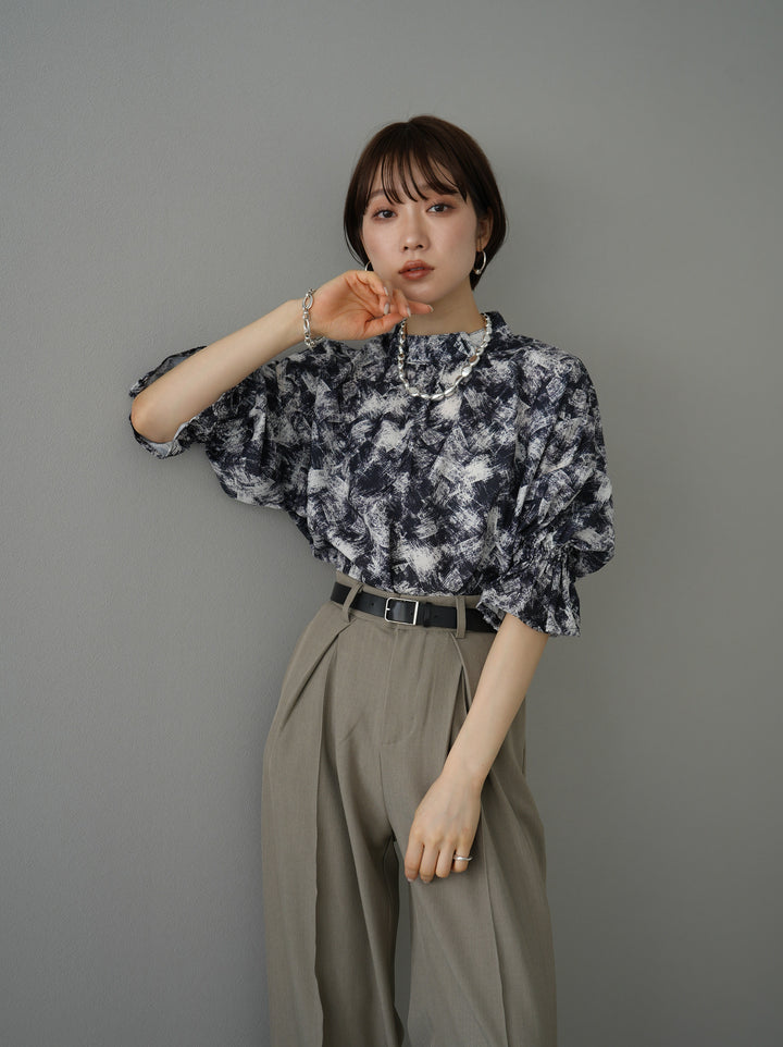 [Mix and match set] [SET] Nuanced pattern candy sleeve blouse + volume sleeve washer sheer blouse + design tuck wide pants M (3 sets)