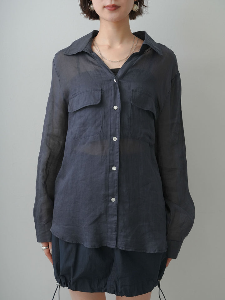 [予約]シアーWポケットオーバーシャツ/navy
