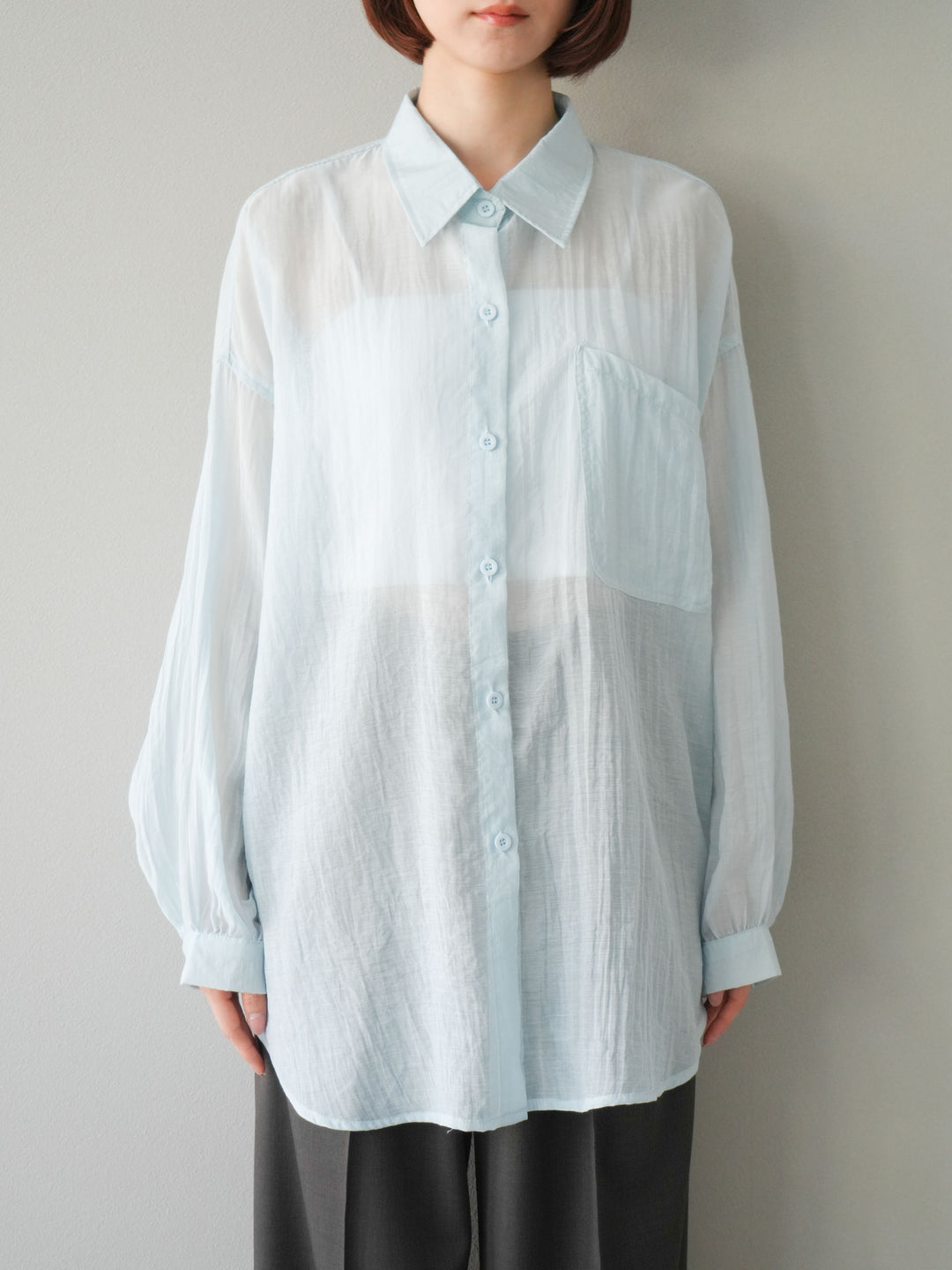 [予約]ドライタッチシアーオーバーシャツ/ブルー