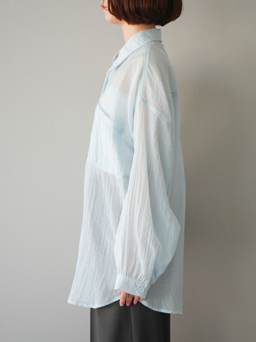 [予約]ドライタッチシアーオーバーシャツ/ブルー