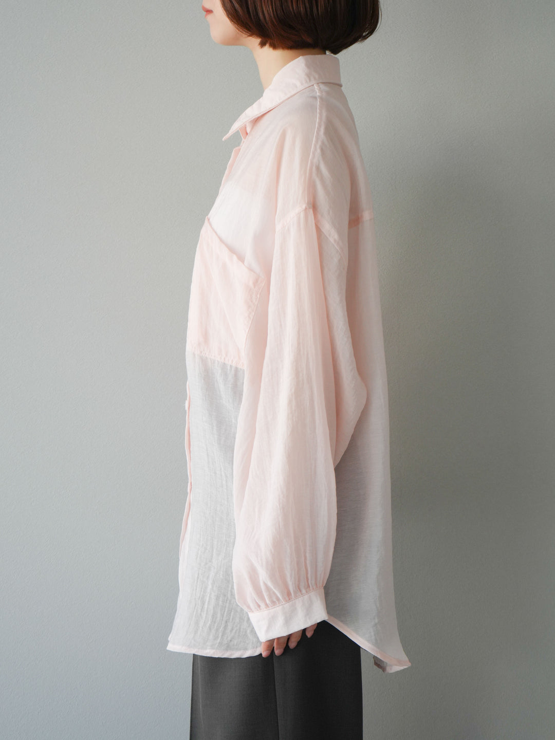 [予約]ドライタッチシアーオーバーシャツ/ピンク