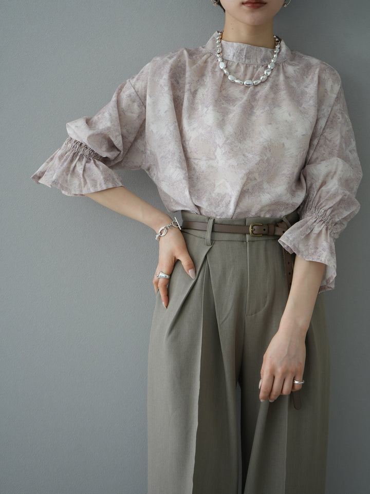 [Mix and match set] [SET] Nuanced pattern candy sleeve blouse + volume sleeve washer sheer blouse + design tuck wide pants M (3 sets)