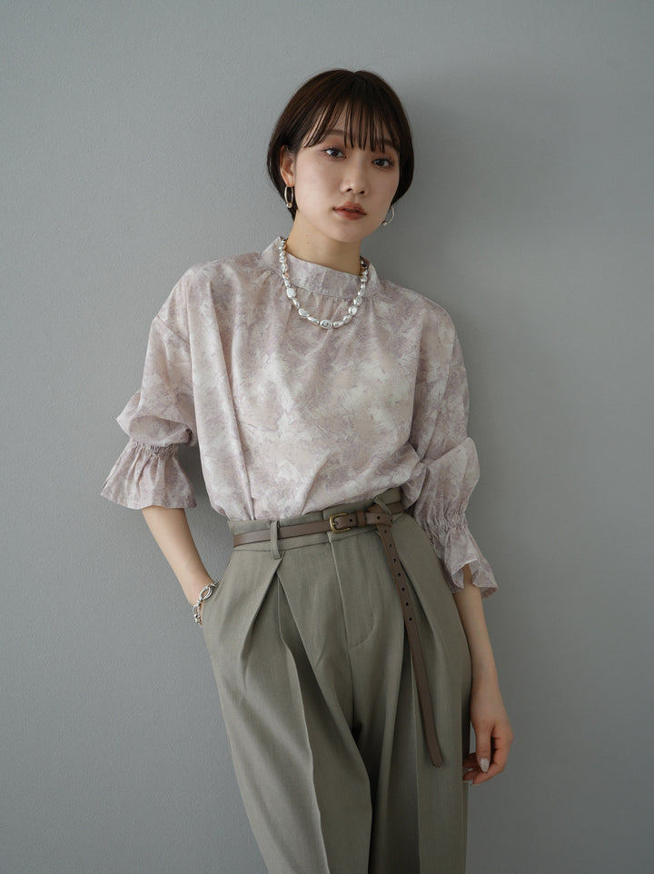 [Mix and match set] [SET] Nuanced pattern candy sleeve blouse + block lace volume sleeve dress + design tuck wide pants (3 sets)