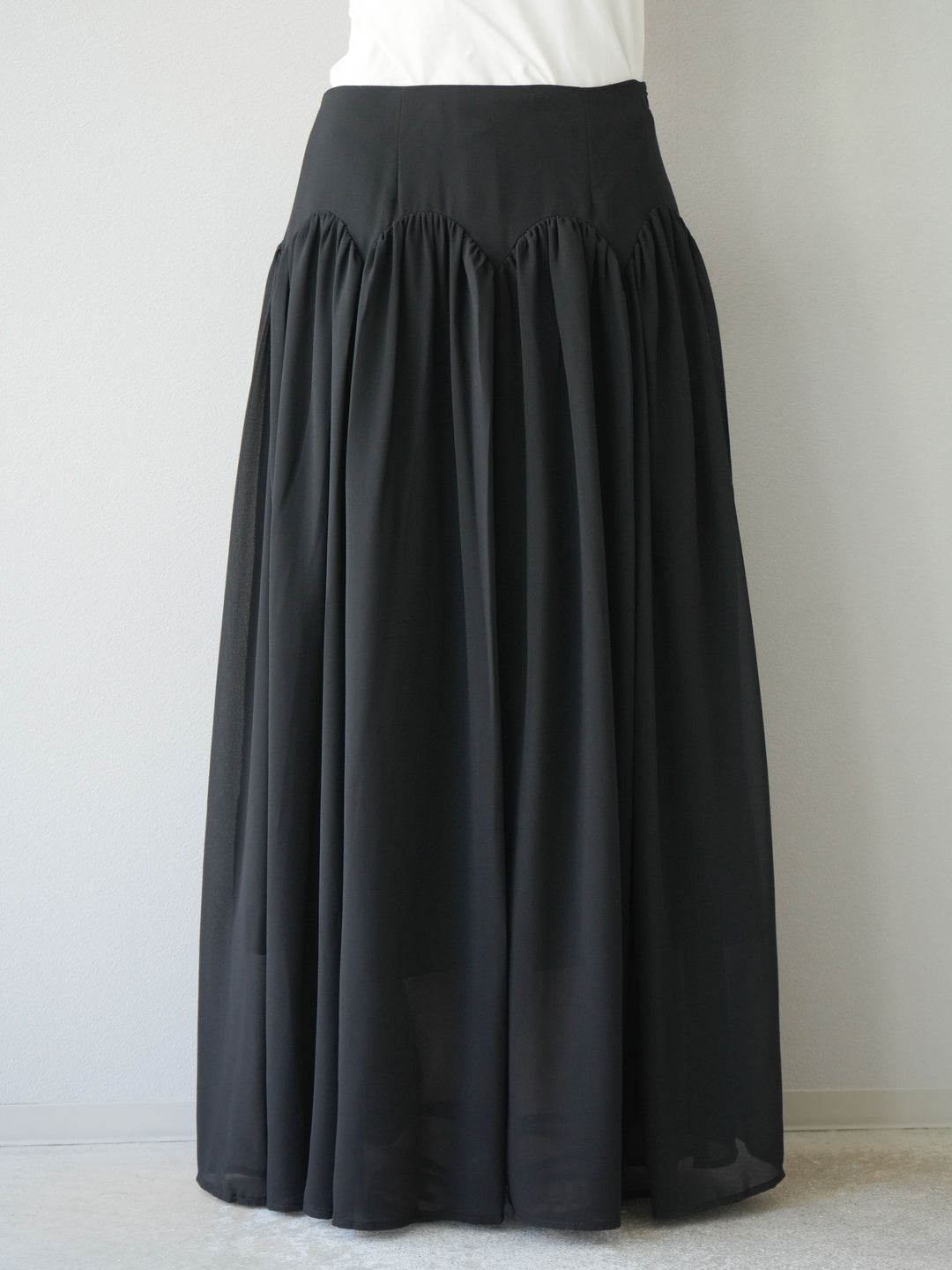 [予約]シフォンフレアスカート/ブラック