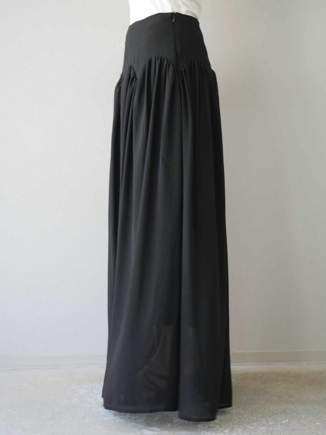 [予約]シフォンフレアスカート/ブラック