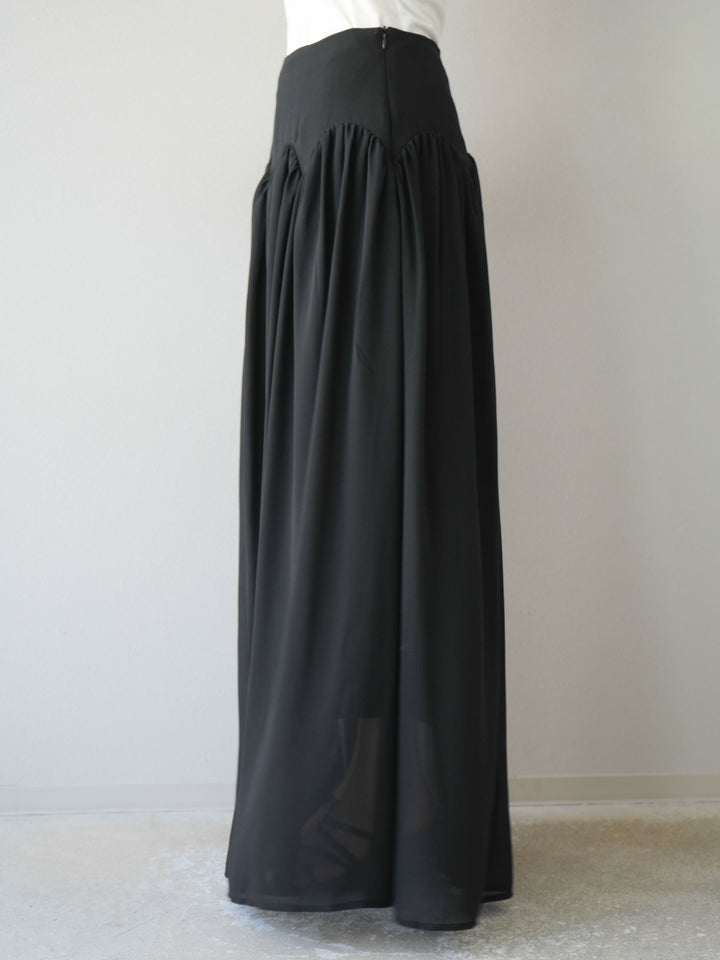 [予約]シフォンフレアスカート/ブラック