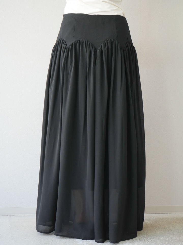 [予約]シフォンフレアスカート/ブラック