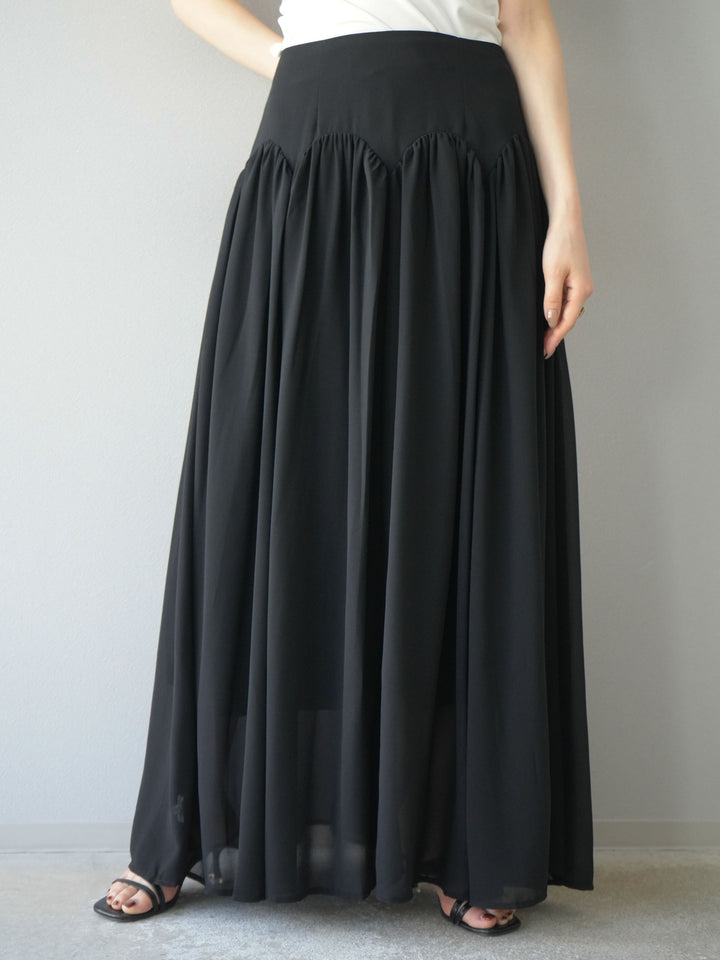 [予約]シフォンフレアスカート/ブラック