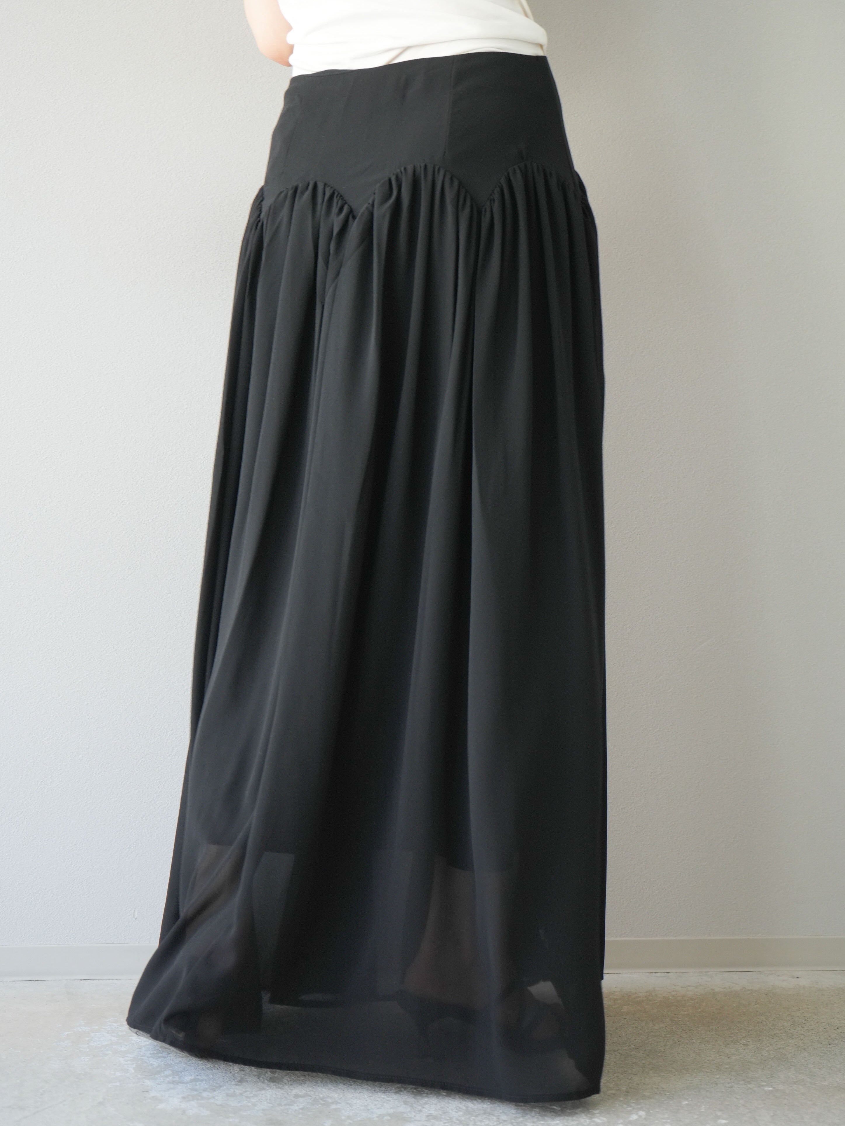 予約]シフォンフレアスカート/ブラック – Lumier
