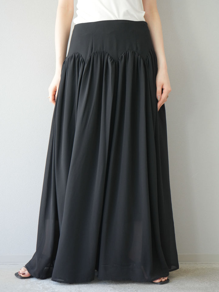[予約]シフォンフレアスカート/ブラック