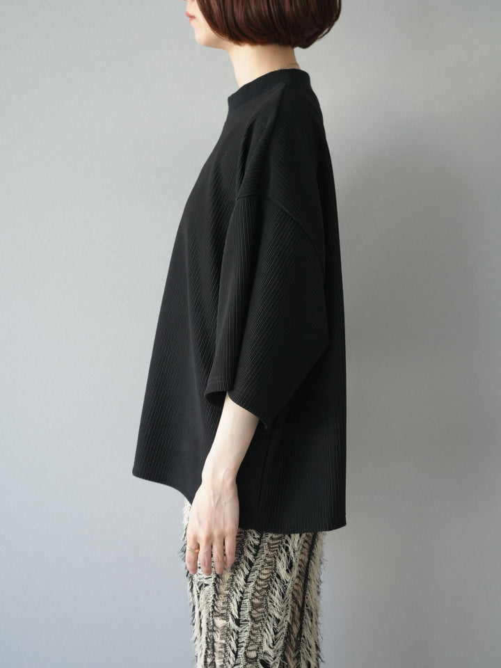 [預訂] 立領羅紋套頭衫/黑色