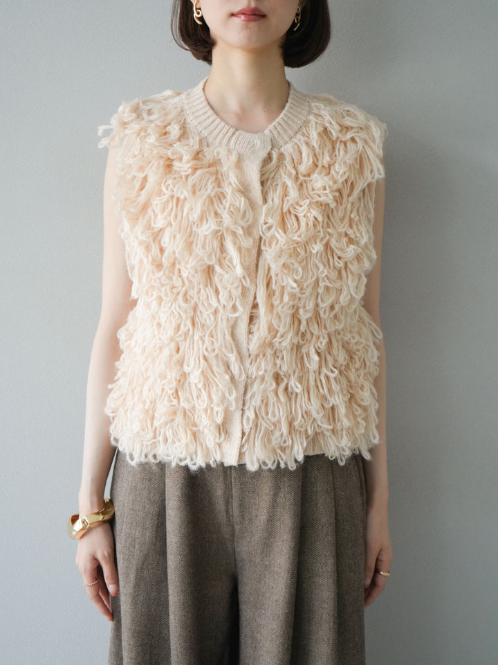 [予約]前開きループニットベスト/アイボリー