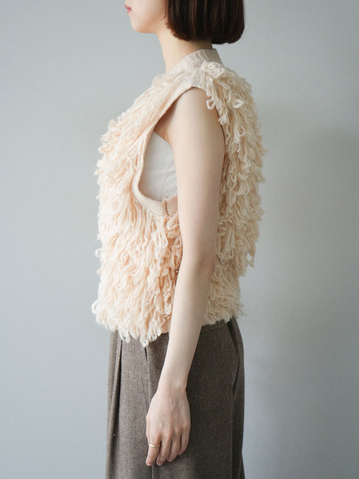 [予約]前開きループニットベスト/アイボリー