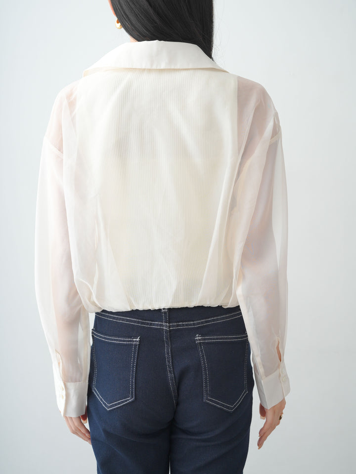 [予約]シアーニットコンビレイヤードデザイントップス/white