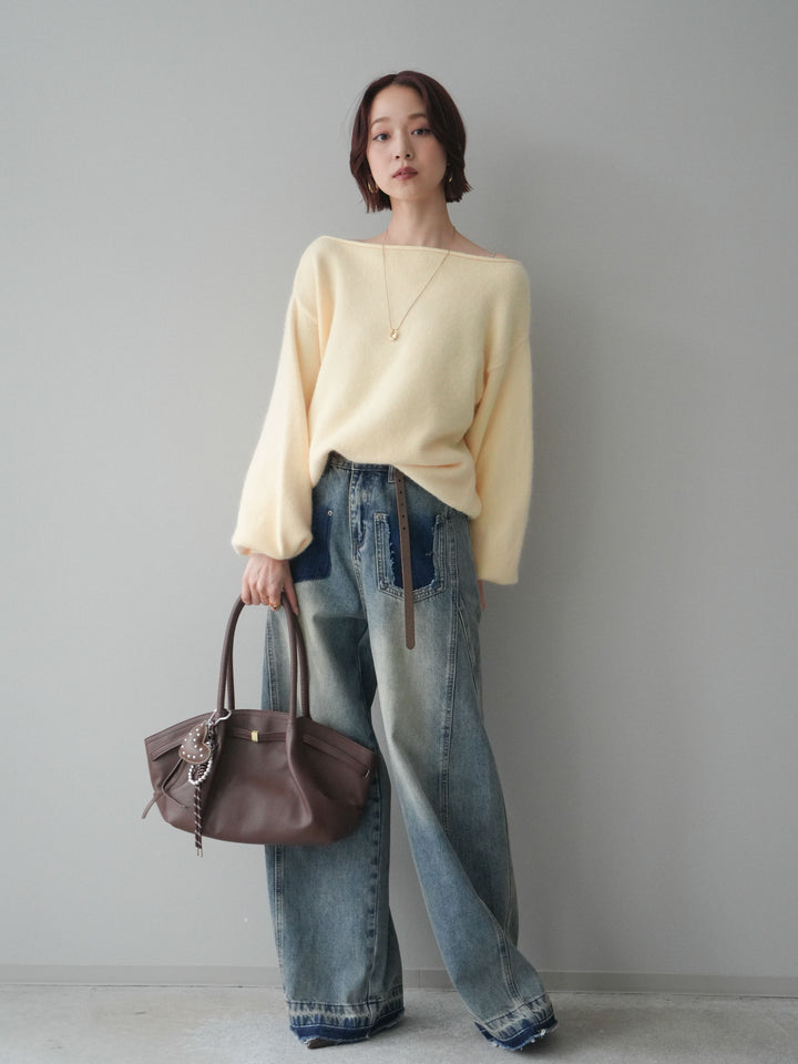 [予約]染めデザインポケットデニムパンツ/blue