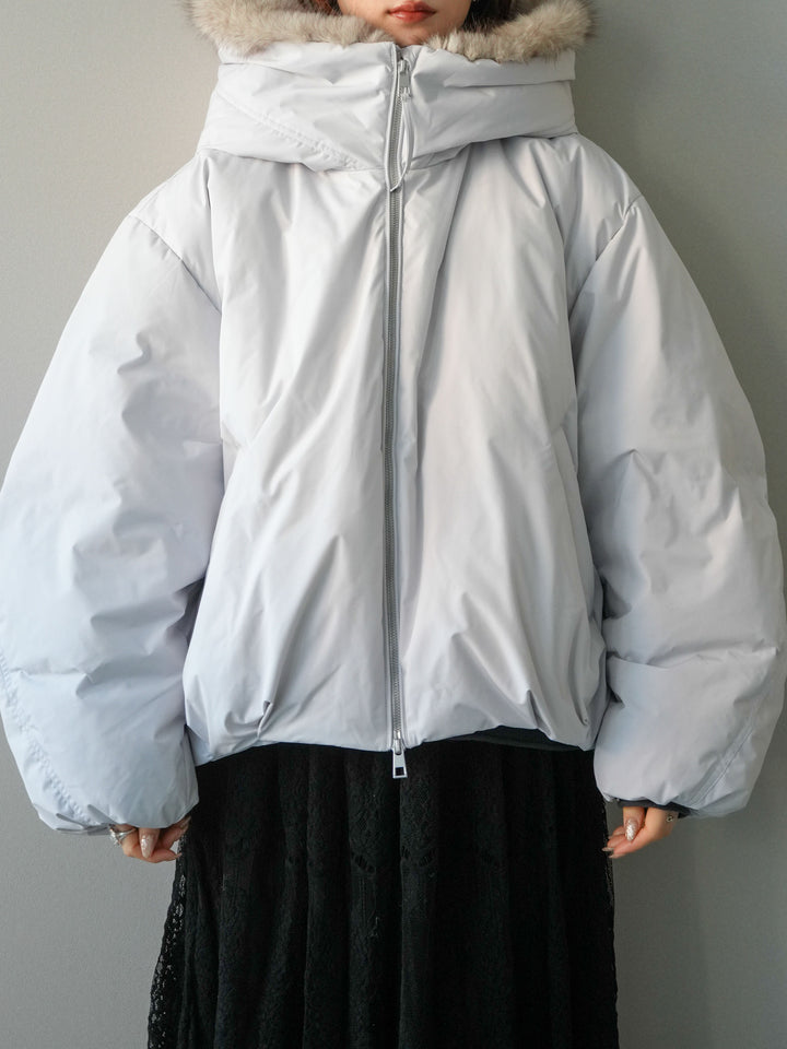 [予約]フードファーショートダウンコート/lightgray