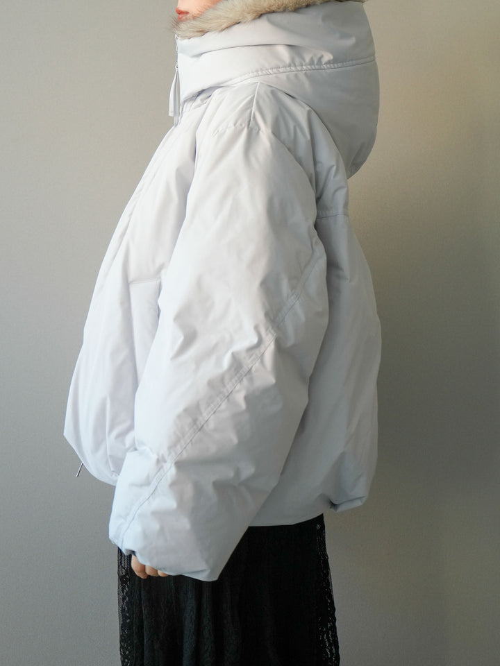 [予約]フードファーショートダウンコート/lightgray