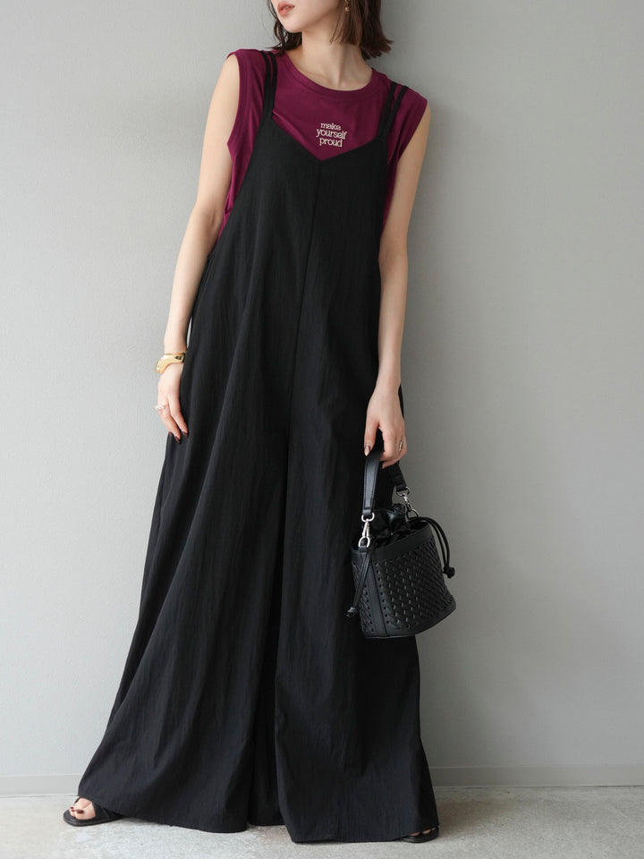 [予約]ロゴ刺繍ノースリートップス/ボルドー